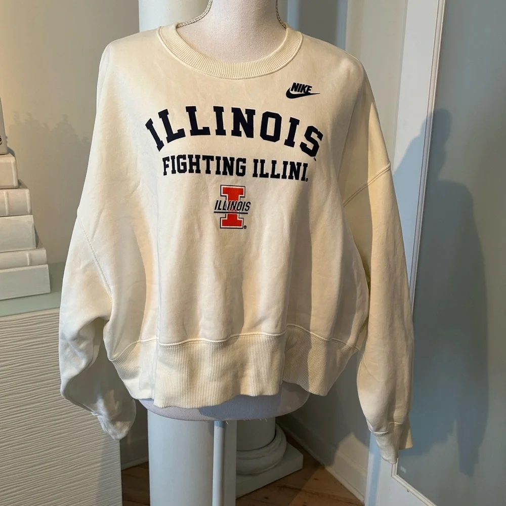 Nike Women's White/Cream Illinois Fighting Illini Sweatshirt - Picture 5 of 7